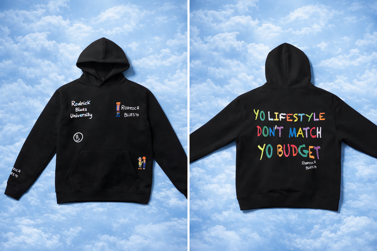 Blues university (hoodie) solid black